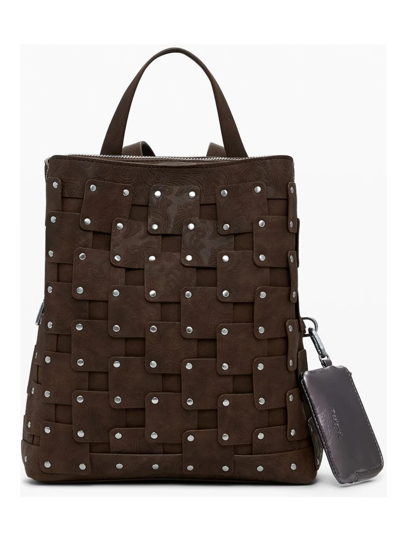 Brown Polyethylene Women Backpack