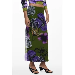 Green Polyester Women Skirt