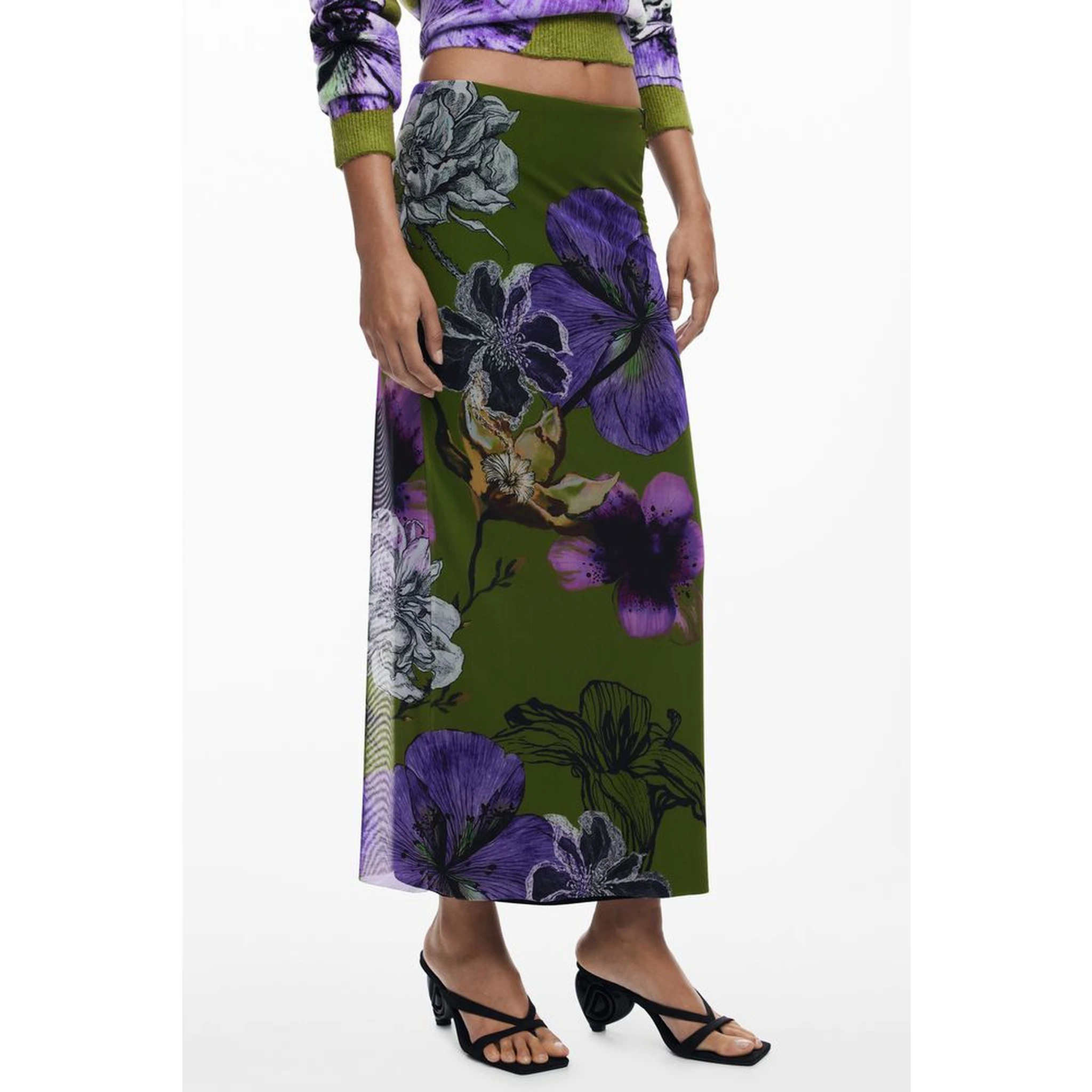 Green Polyester Women Skirt