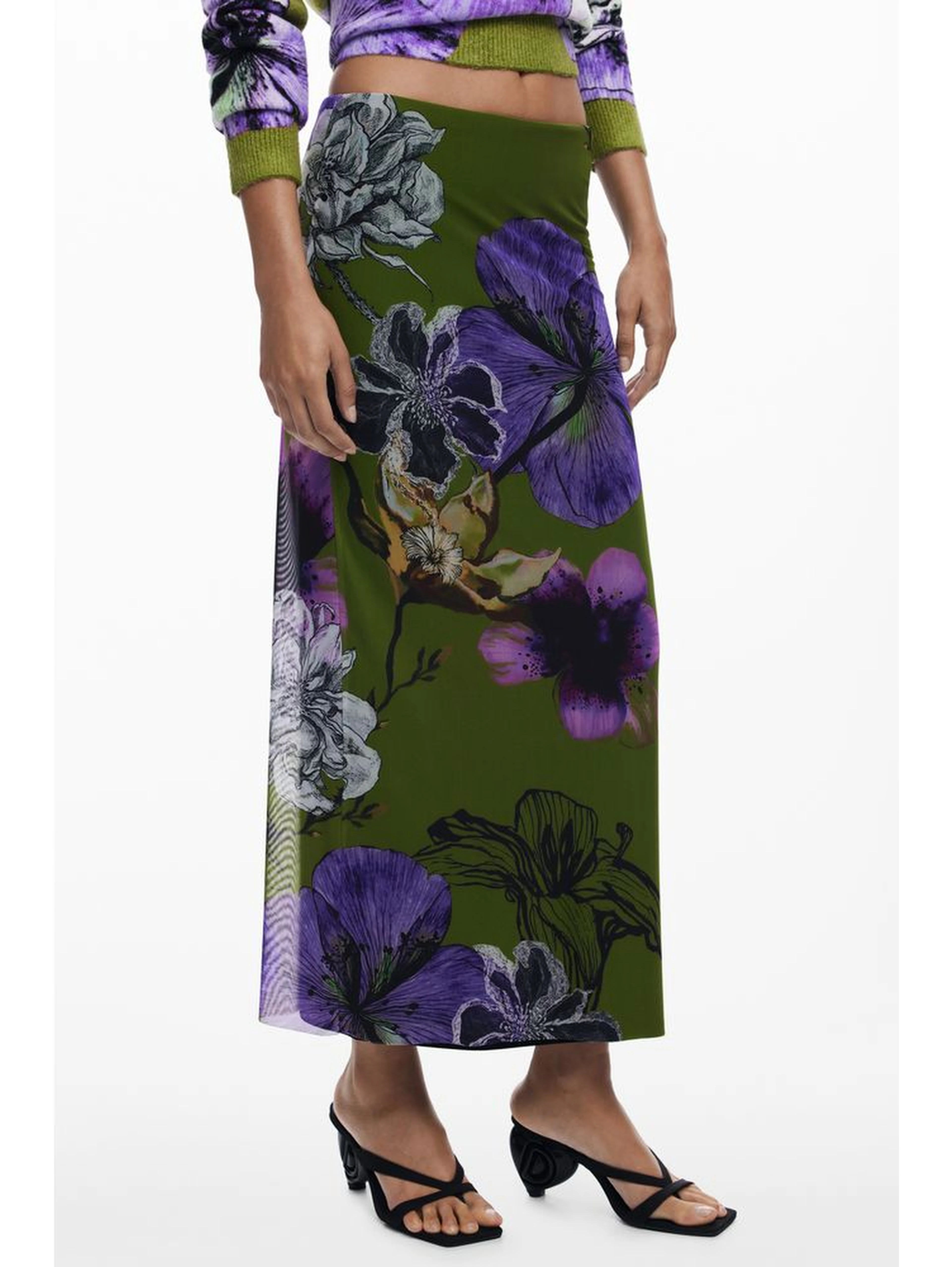 Green Polyester Women Skirt