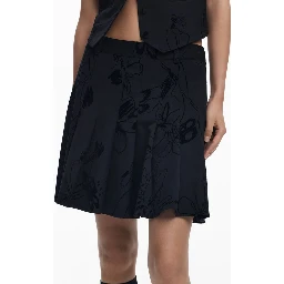 Black Polyester Women Skirt