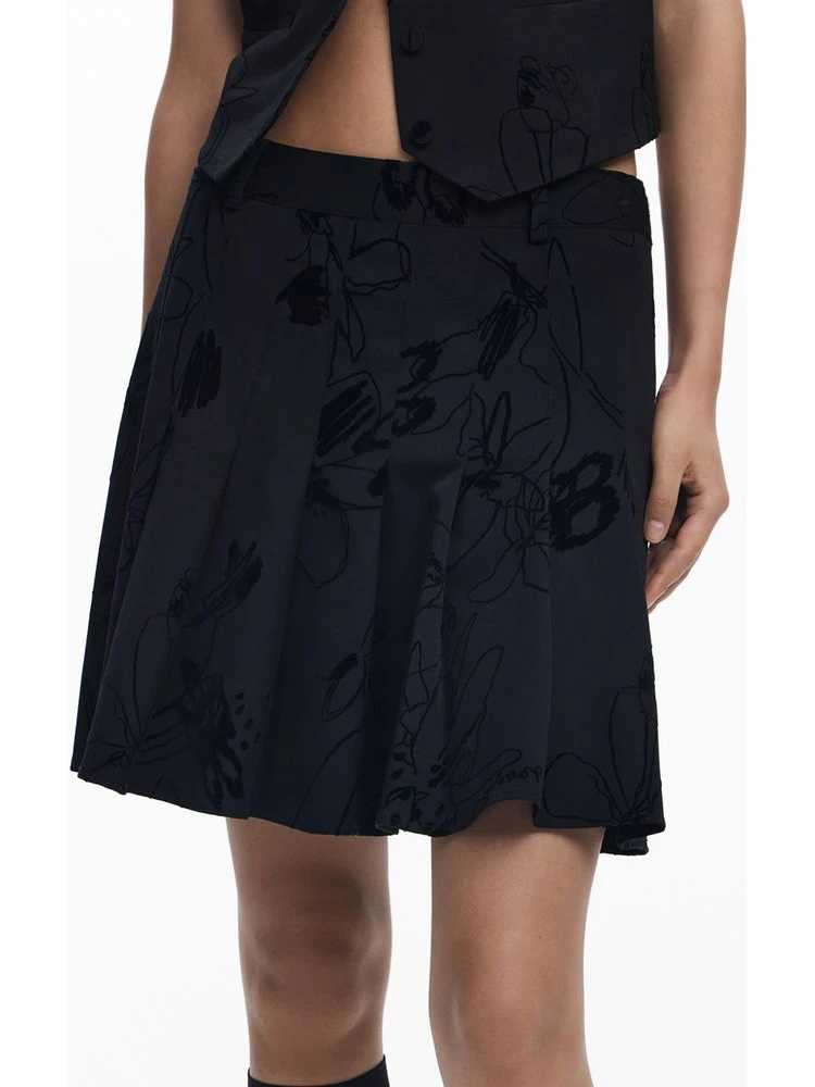 Black Polyester Women Skirt