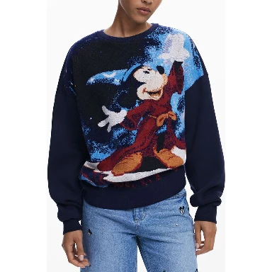 Blue Cotton Women Sweater