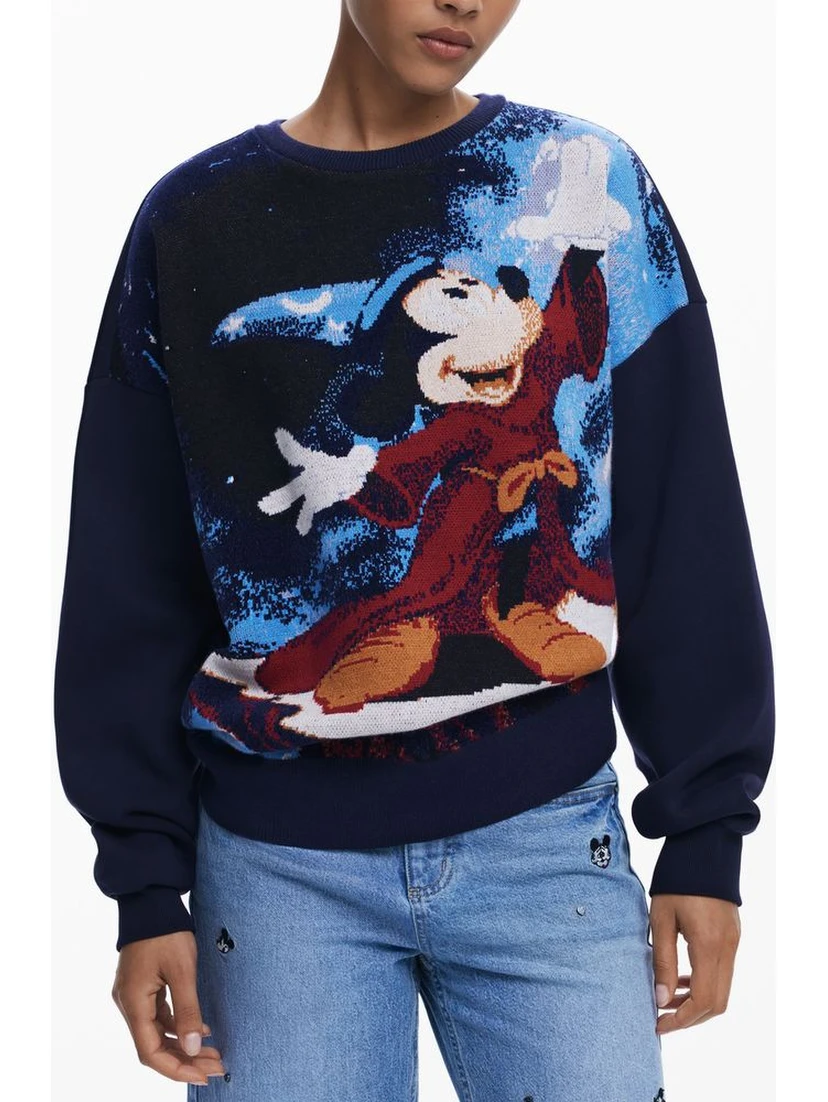 Blue Cotton Women Sweater