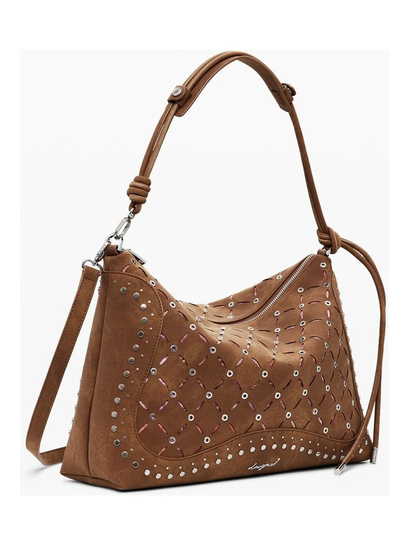 Brown Polyethylene Women Handbag