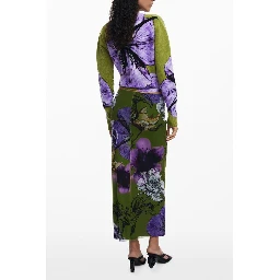 Green Polyester Women Skirt