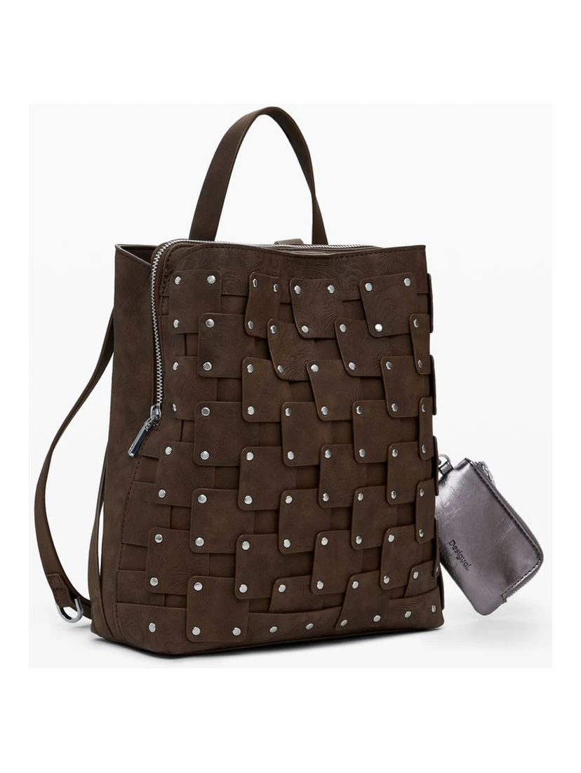 Brown Polyethylene Women Backpack