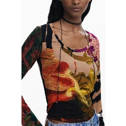 Brown Elastane Women T-Shirt