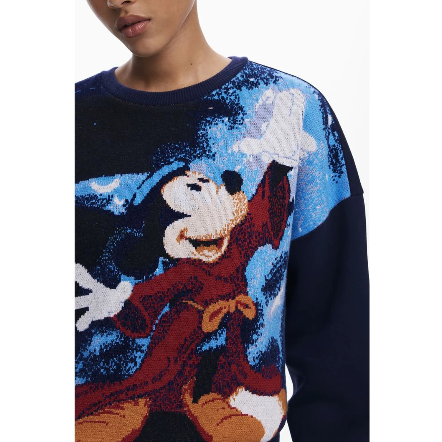Blue Cotton Women Sweater