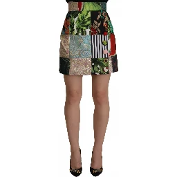 Multicolor Patchwork A-line Polyester Skirt