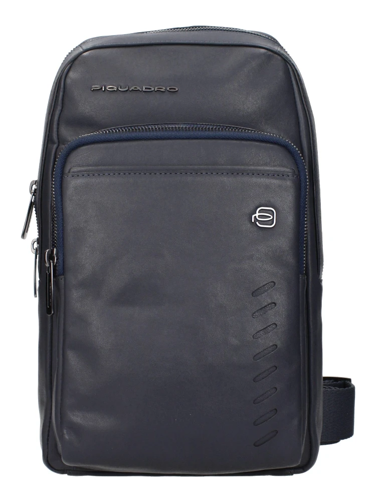 Blue Leather Crossbody Bag