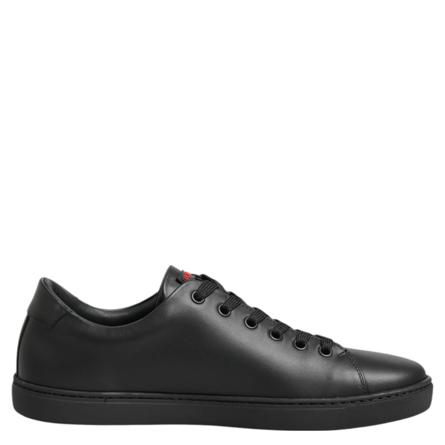 Black Leather Crystal Heart Low Top Sneakers Shoes