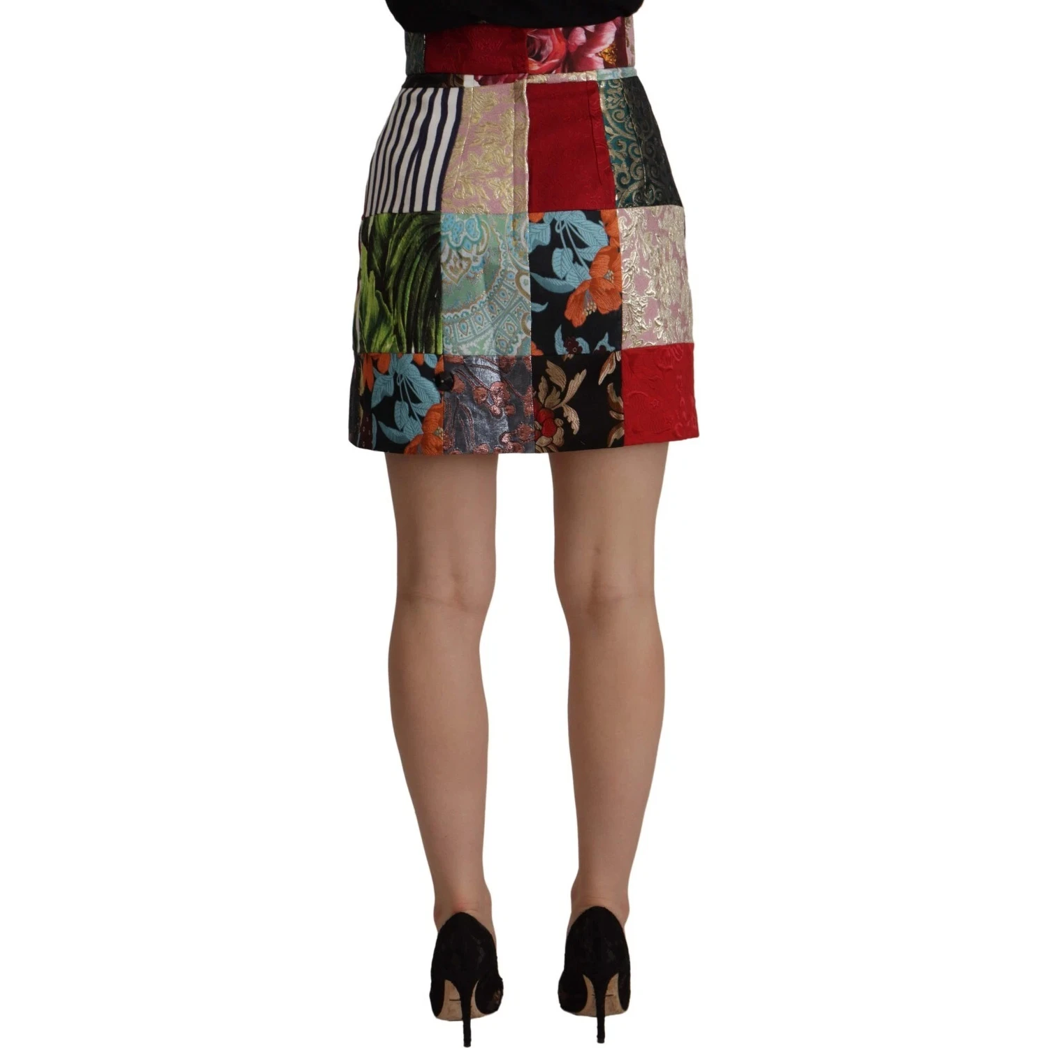 Multicolor Patchwork A-line Polyester Skirt
