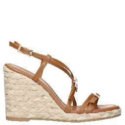 Brown Leather Wedge Sandals