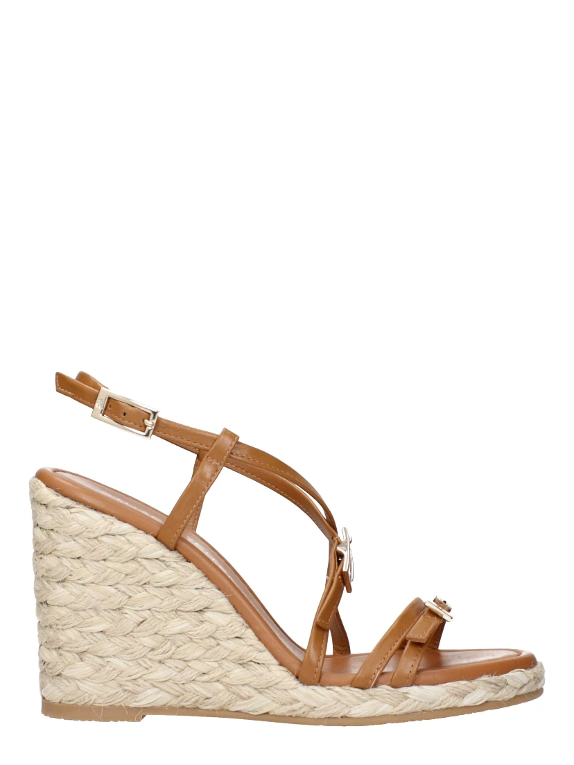 Brown Leather Wedge Sandals