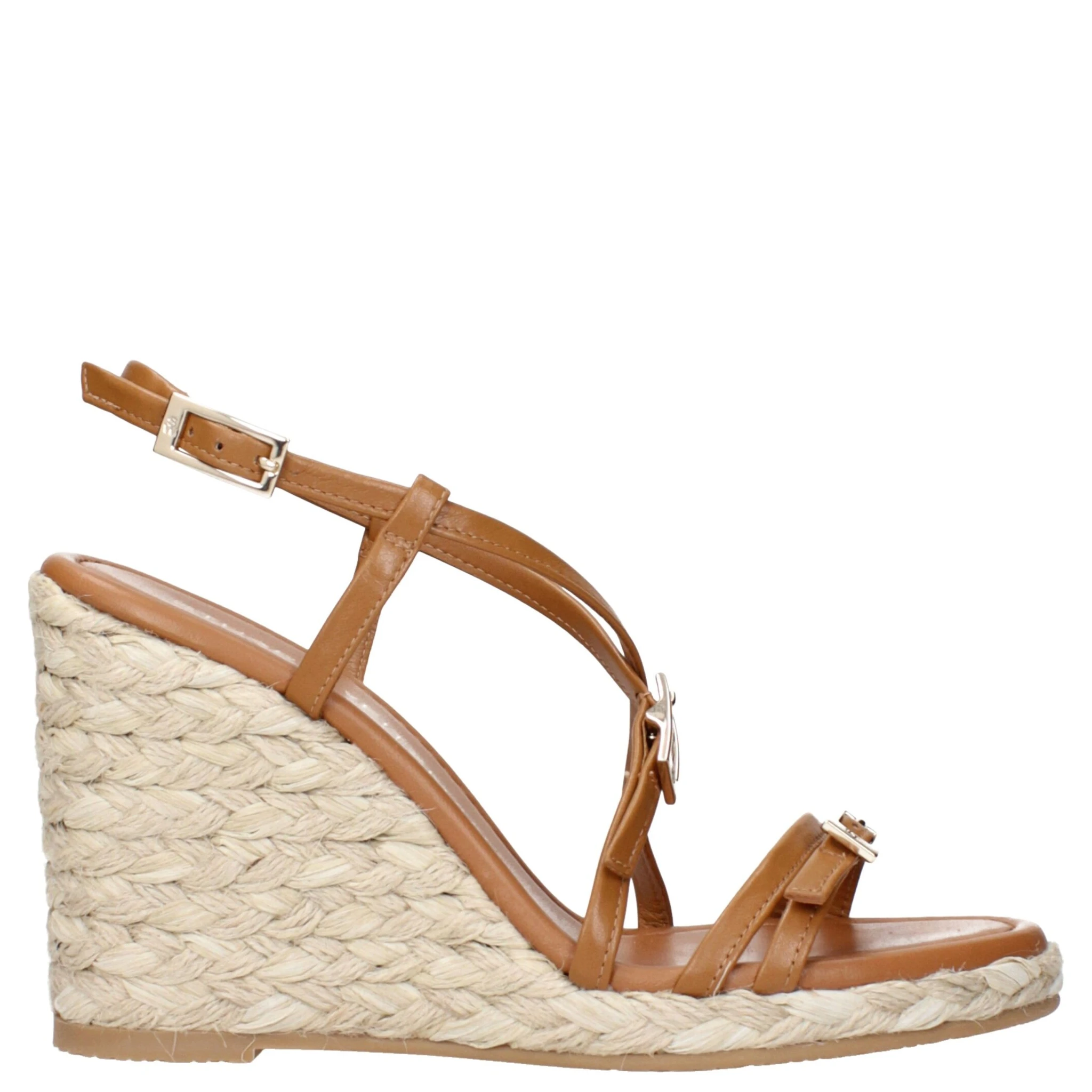Brown Leather Wedge Sandals