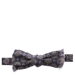 Blue Silk Baroque Fantasi Tied Bow Tie Papillon