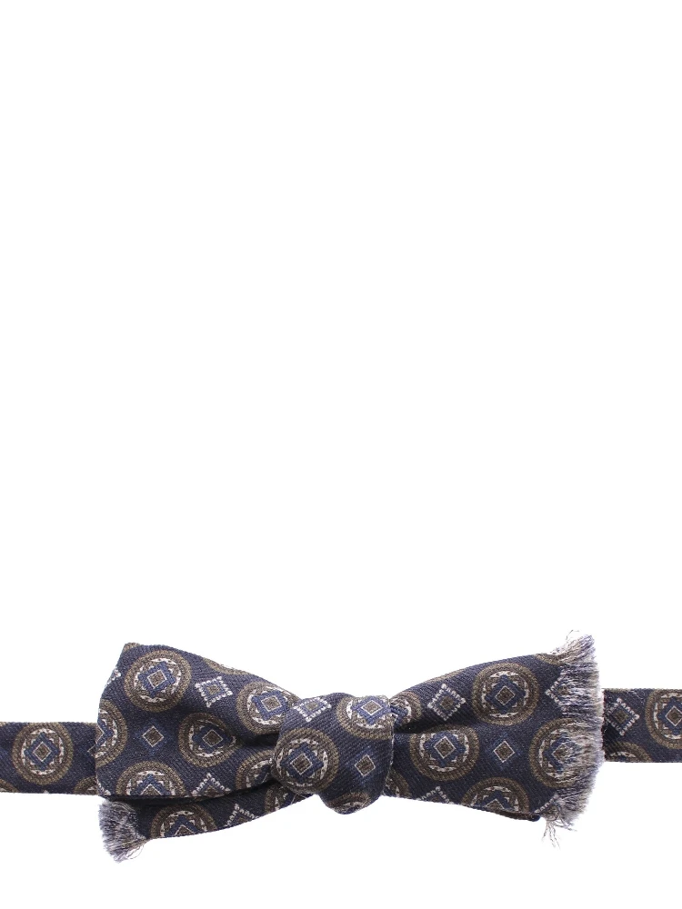 Blue Silk Baroque Fantasi Tied Bow Tie Papillon