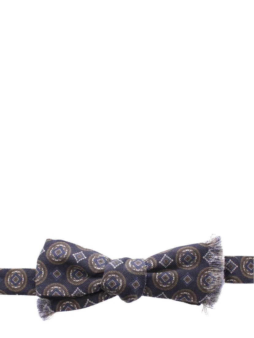 Blue Silk Baroque Fantasi Tied Bow Tie Papillon