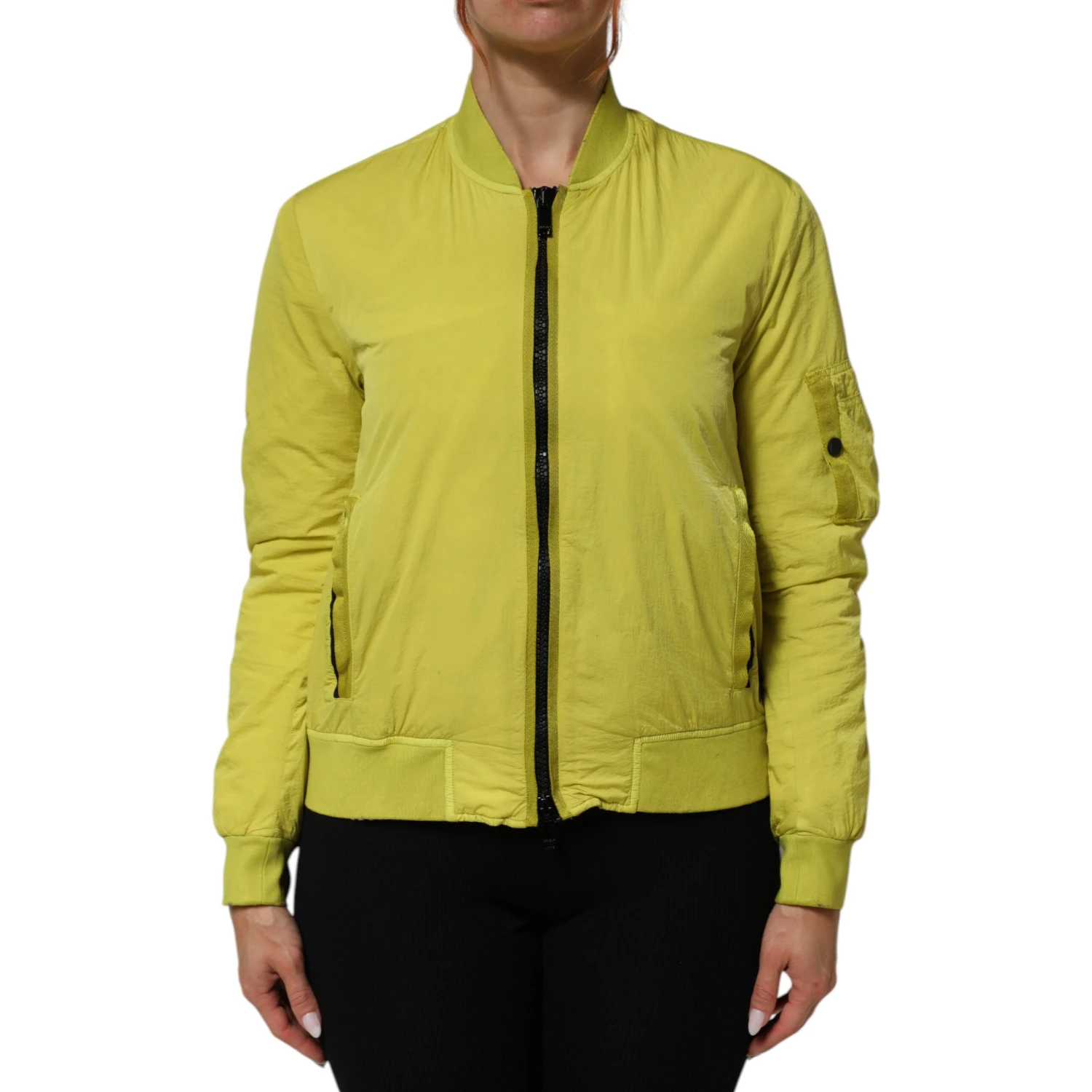 Yellow Polyamide Zipper Bomber Women’s Jacket