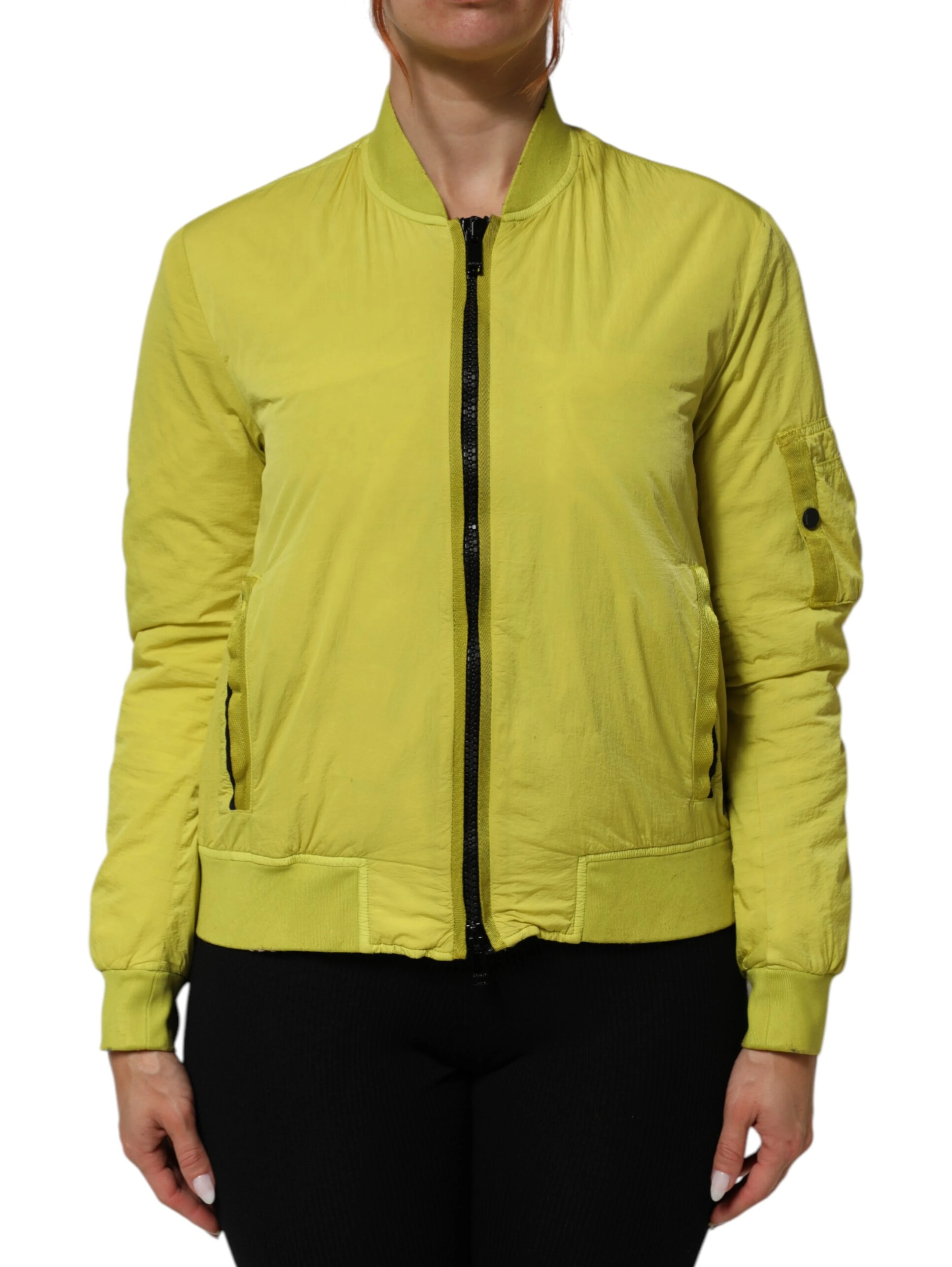Yellow Polyamide Zipper Bomber Women’s Jacket