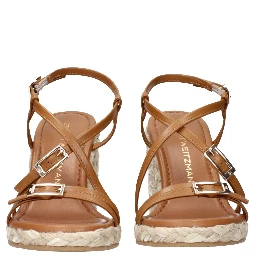 Brown Leather Wedge Sandals