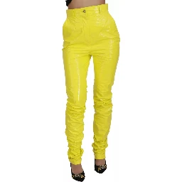 Yellow High Waist Skinny Women Trouser Pants