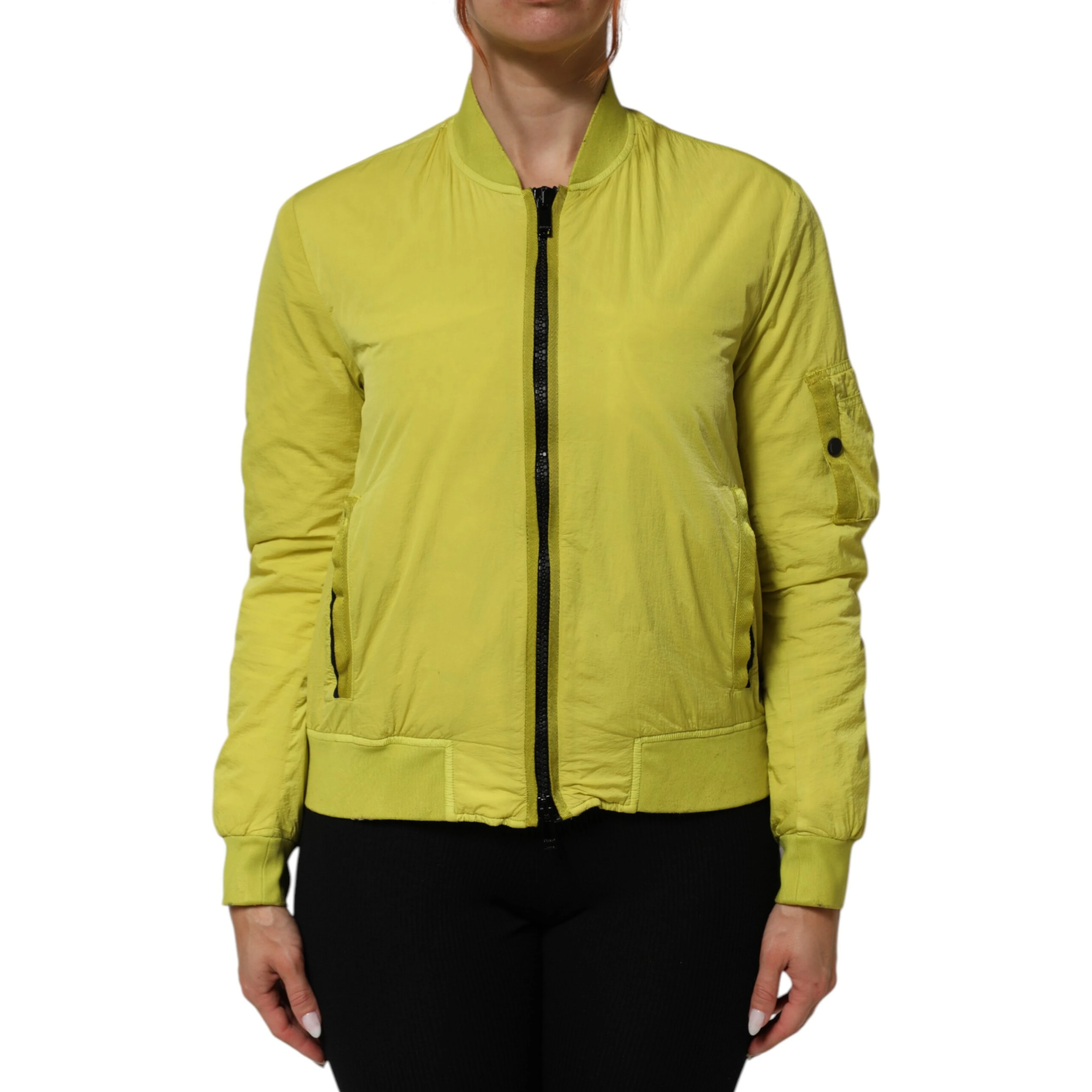 Yellow Polyamide Zipper Bomber Women’s Jacket
