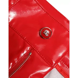 Red High Waist Skinny Trouser Shiny Pants