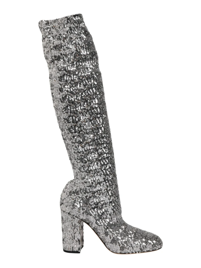 Shoes Silver Sequins Glitter High Heel Boot Shoes