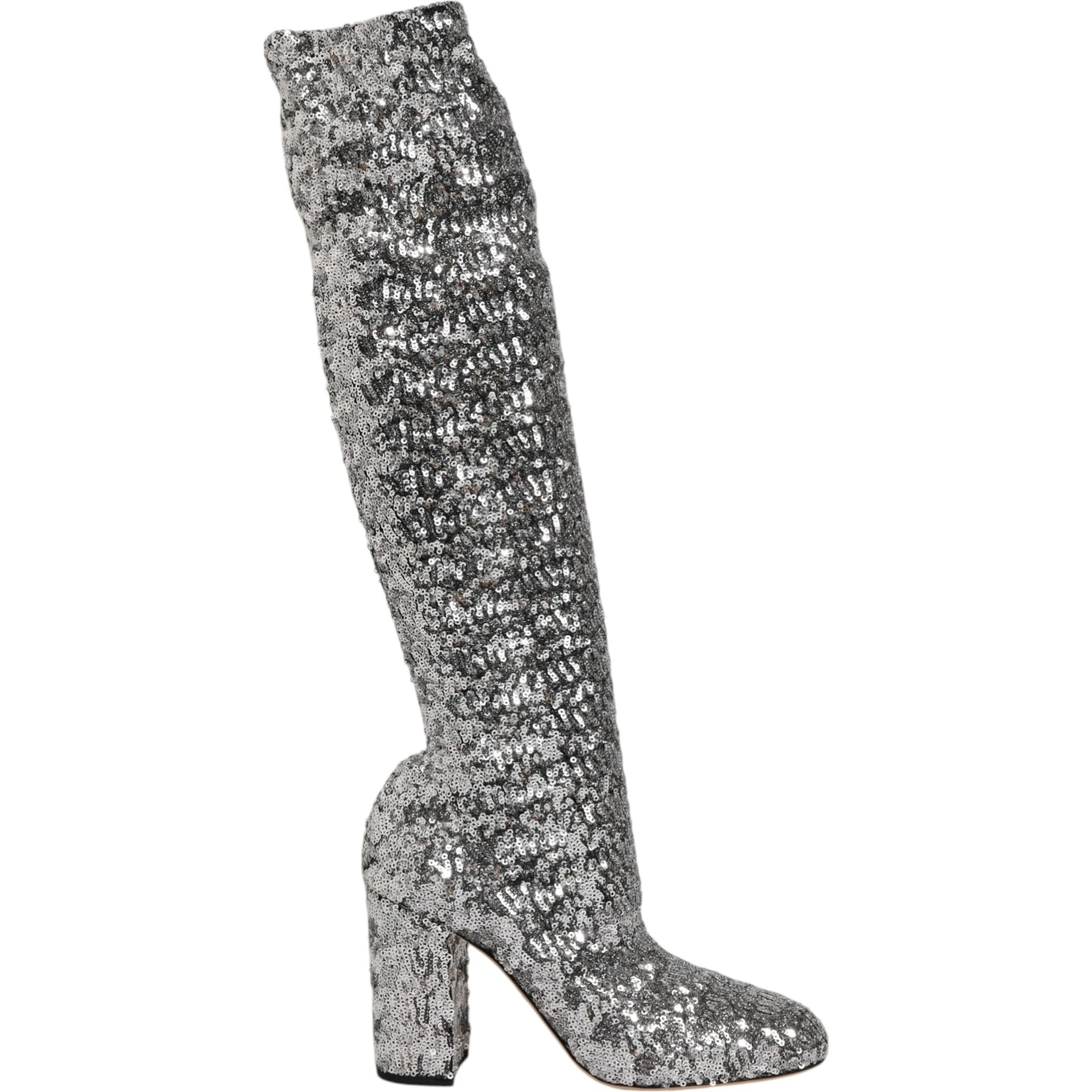 Shoes Silver Sequins Glitter High Heel Boot Shoes