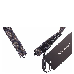 Blue Silk Baroque Fantasi Tied Bow Tie Papillon