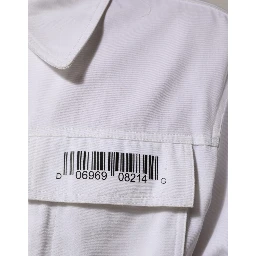 White Barcode Patch Utility Zip Jumpsuit Pants