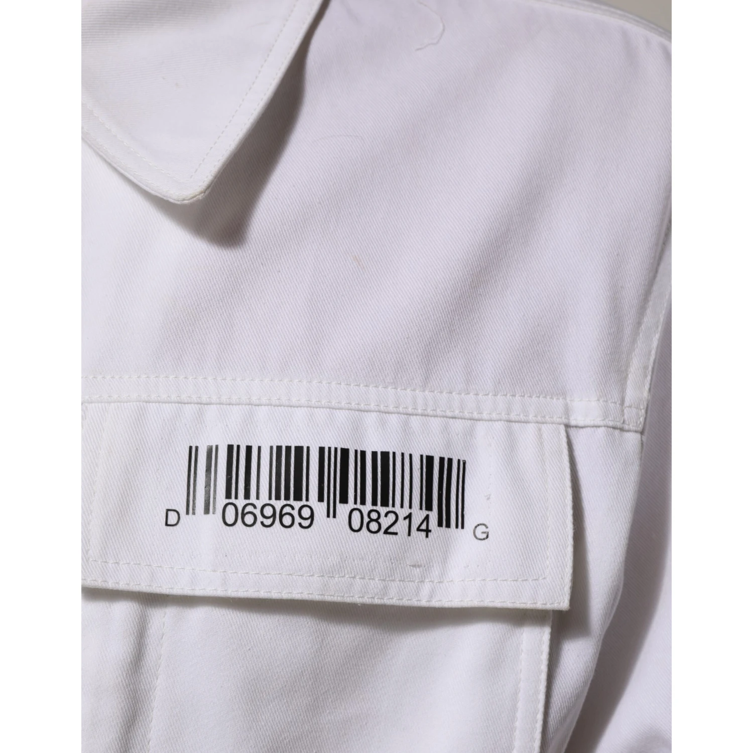 White Barcode Patch Utility Zip Jumpsuit Pants