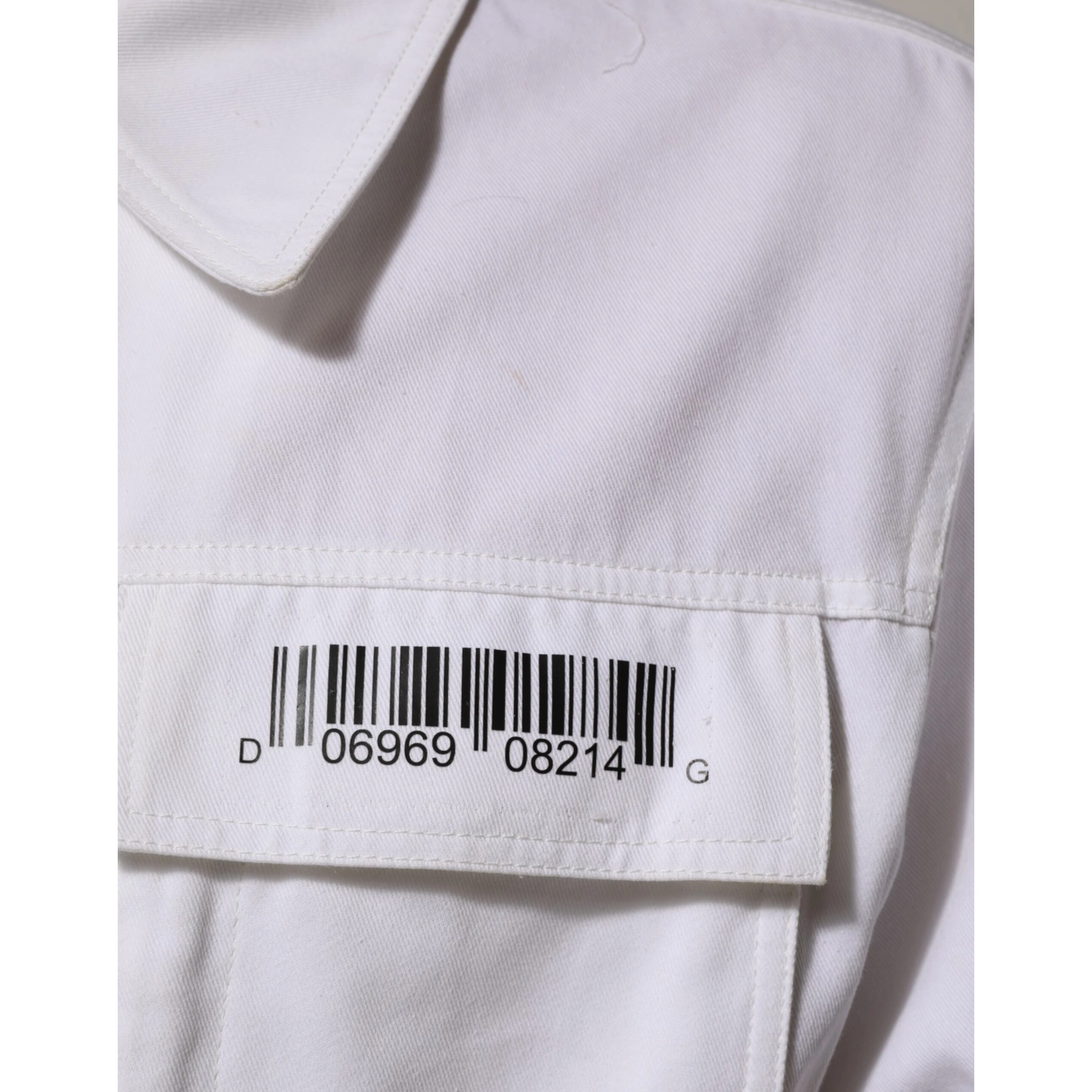 White Barcode Patch Utility Zip Jumpsuit Pants