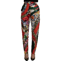 Multicolor Patchwork Jacquard High Waist Pants