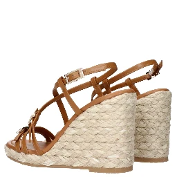 Brown Leather Wedge Sandals