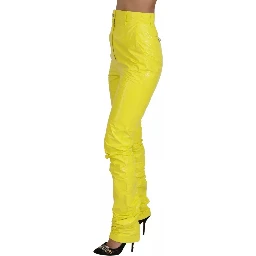 Yellow High Waist Skinny Women Trouser Pants