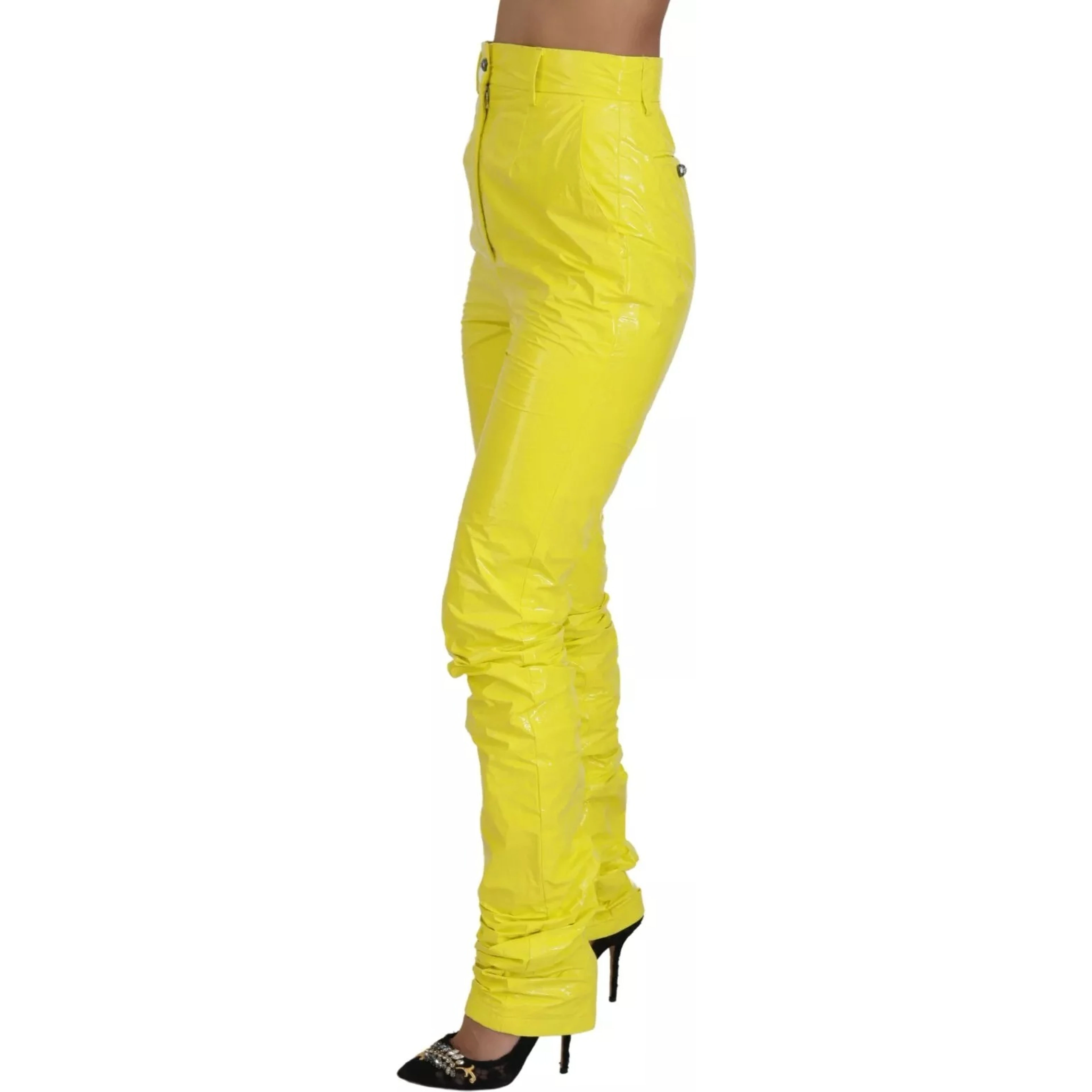 Yellow High Waist Skinny Women Trouser Pants