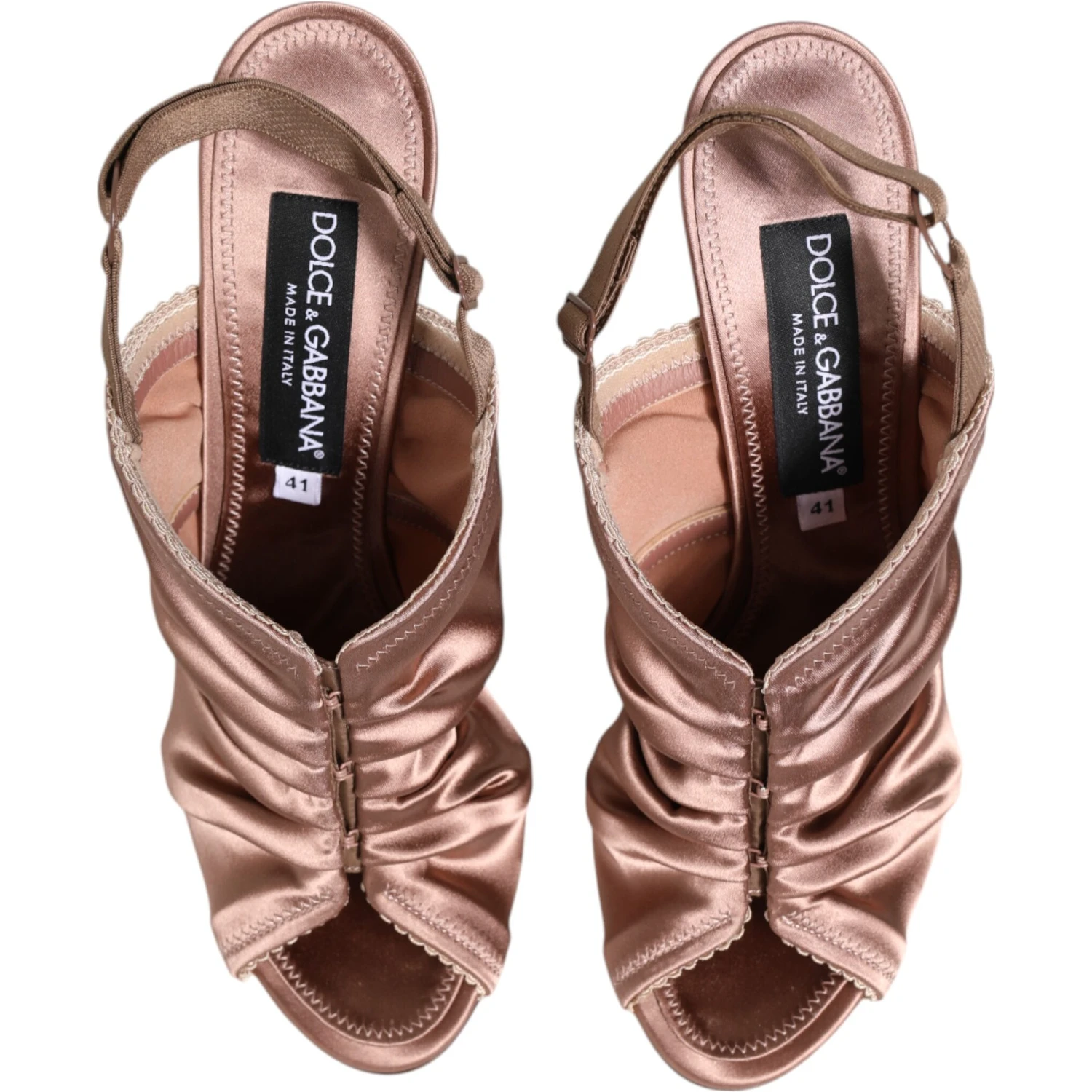 Bronze Satin Ruched Slingback Sandals Shoes