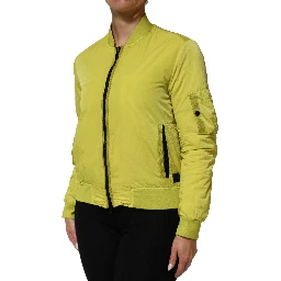 Yellow Polyamide Zipper Bomber Women’s Jacket
