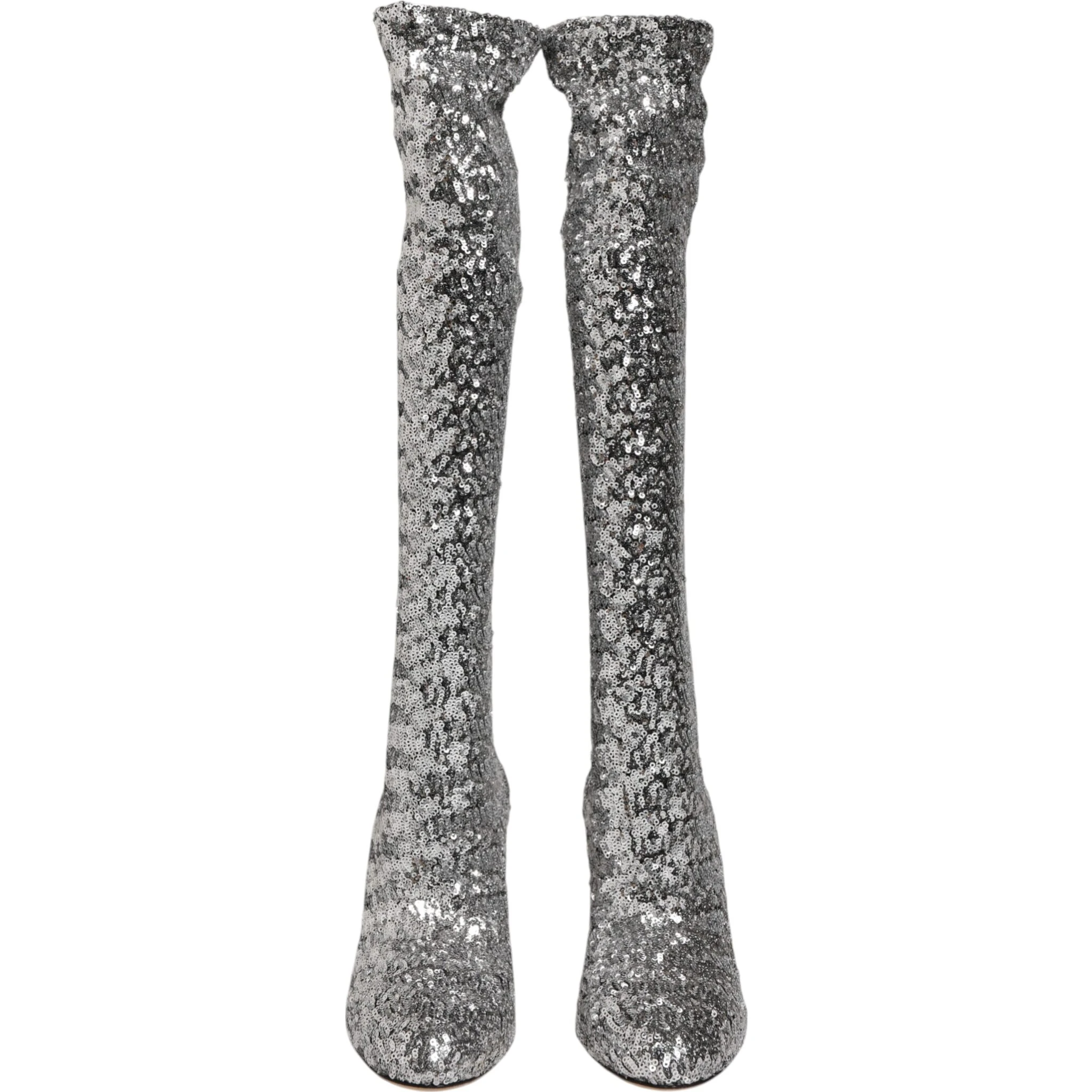 Shoes Silver Sequins Glitter High Heel Boot Shoes