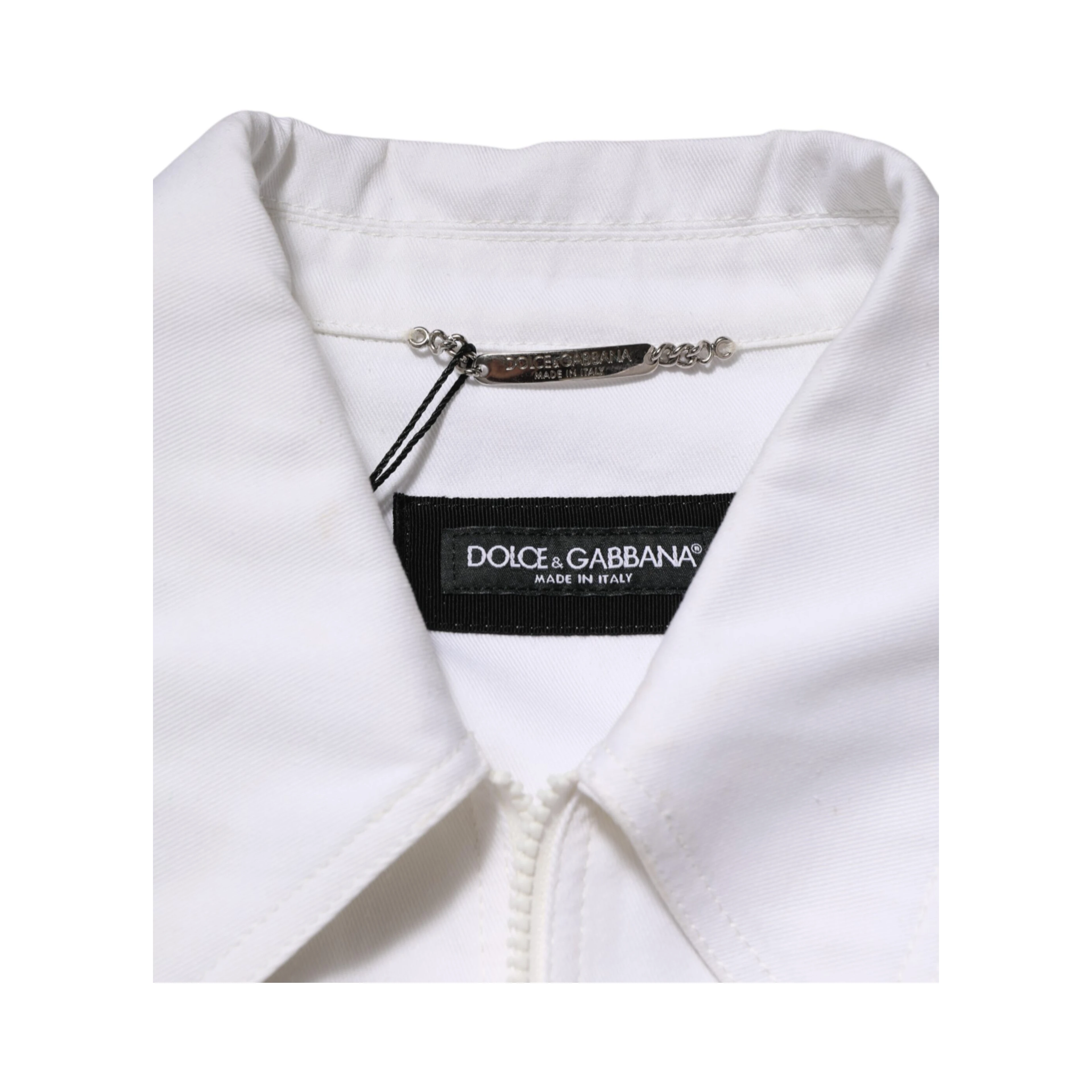 White Barcode Patch Utility Zip Jumpsuit Pants