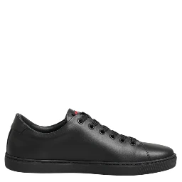 Black Leather Crystal Heart Low Top Sneakers  Shoes
