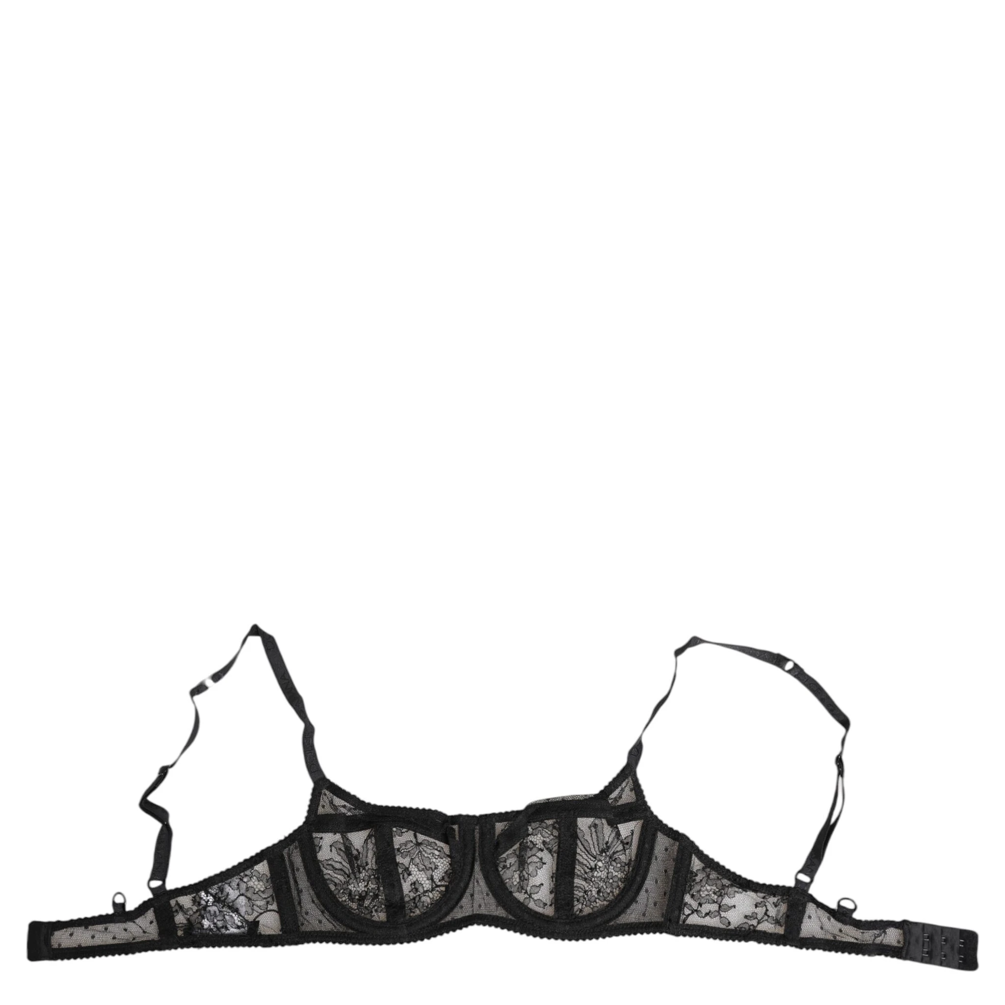 Black Floral Lace Sheer Underwire Bra Underwear