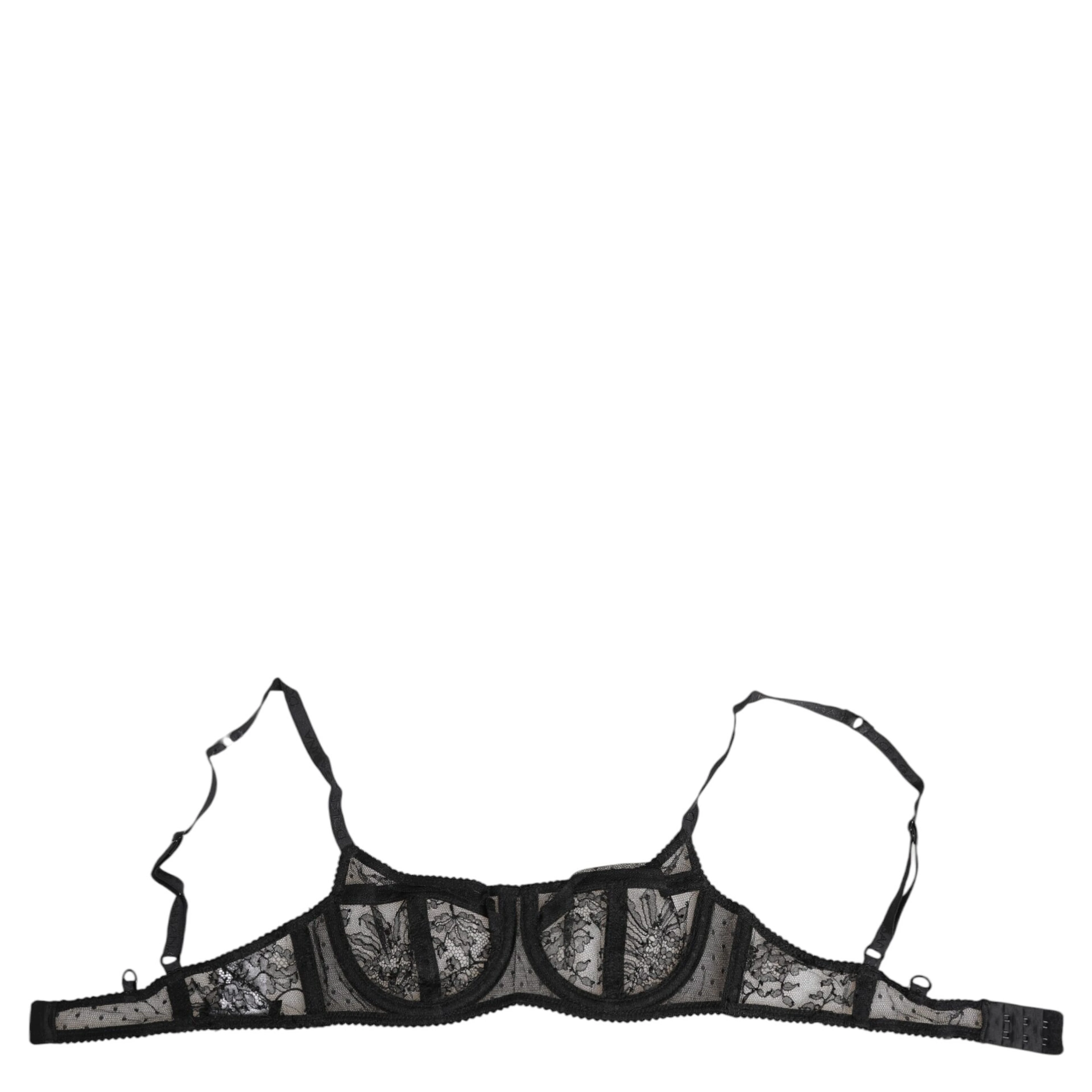 Black Floral Lace Sheer Underwire Bra Underwear