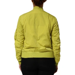 Yellow Polyamide Zipper Bomber Women’s Jacket
