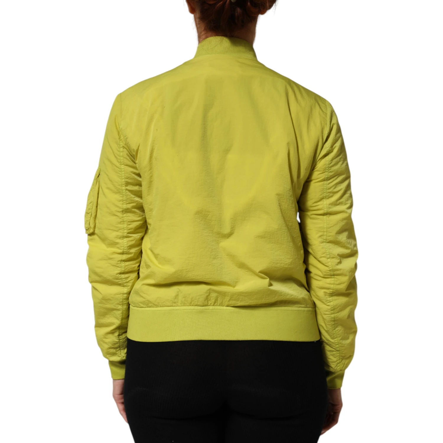 Yellow Polyamide Zipper Bomber Women’s Jacket