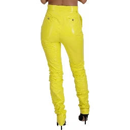 Yellow High Waist Skinny Women Trouser Pants