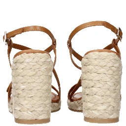 Brown Leather Wedge Sandals